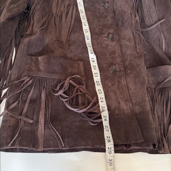 Bubblegum USA Y2K Western-Boho Brown Suede Fringe Jacket size L - Picture 9 of 10